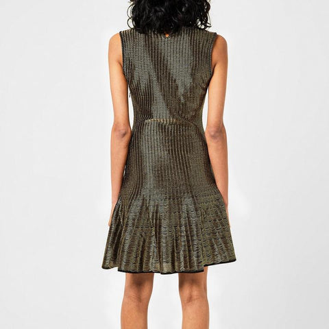 Metallic Flared Knitted Mini Dress