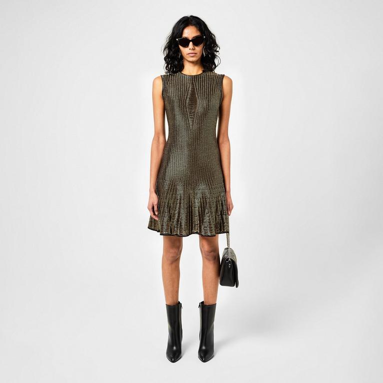 Metallic Flared Knitted Mini Dress