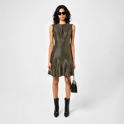Metallic Flared Knitted Mini Dress