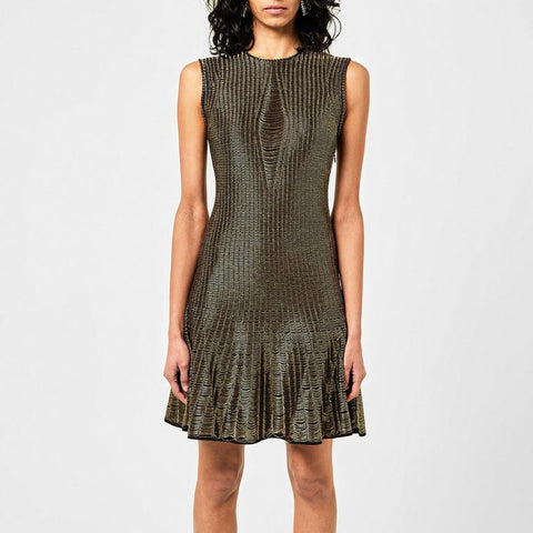 Metallic Flared Knitted Mini Dress