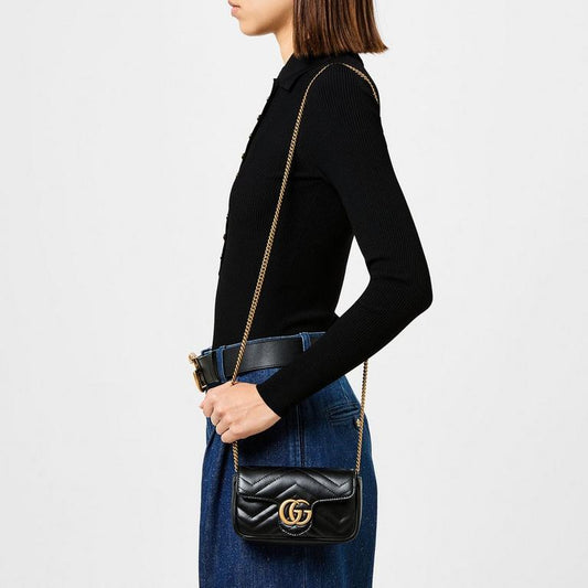 Women's Chevron Leather GG Marmont Super Mini Bag
