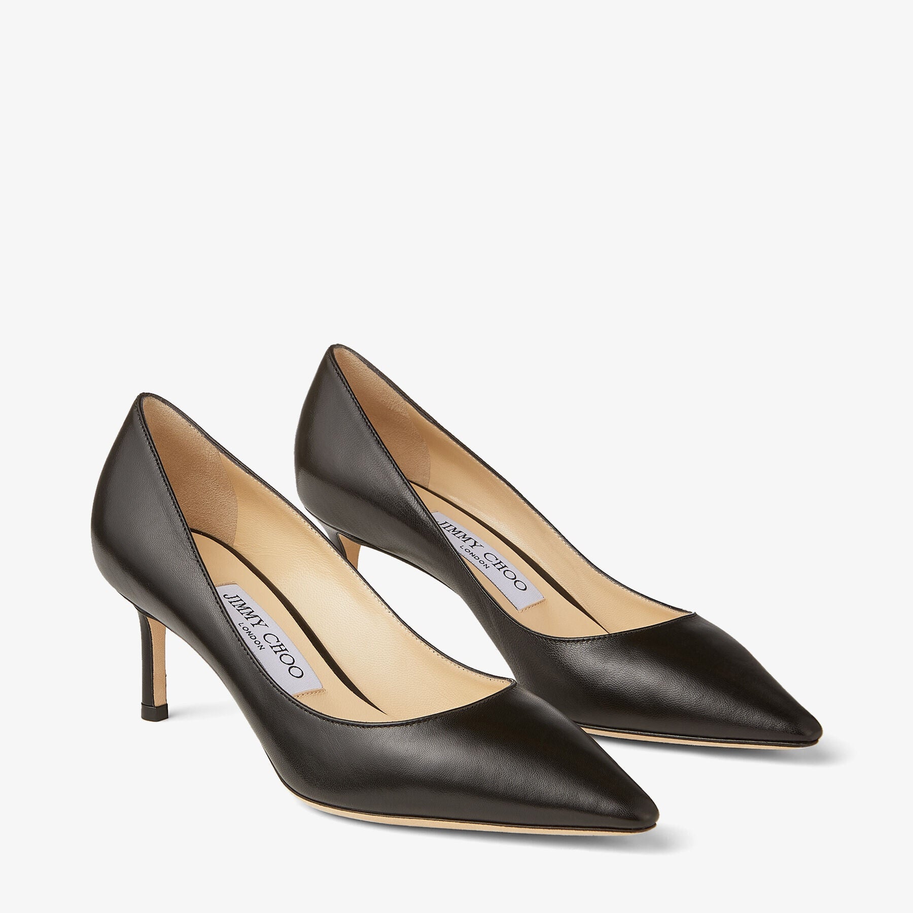 Romy 60 Black Kid Leather Pointed-Toe Pumps