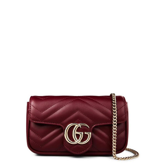 Women's Logo Leather Rosso Ancora GG Marmont Mini Shoulder Bag