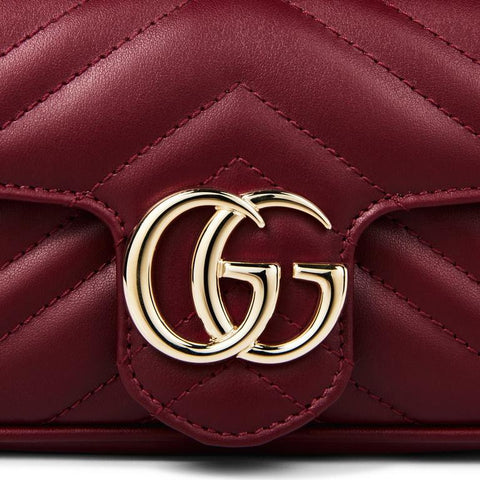 Women's Logo Leather Rosso Ancora GG Marmont Mini Shoulder Bag