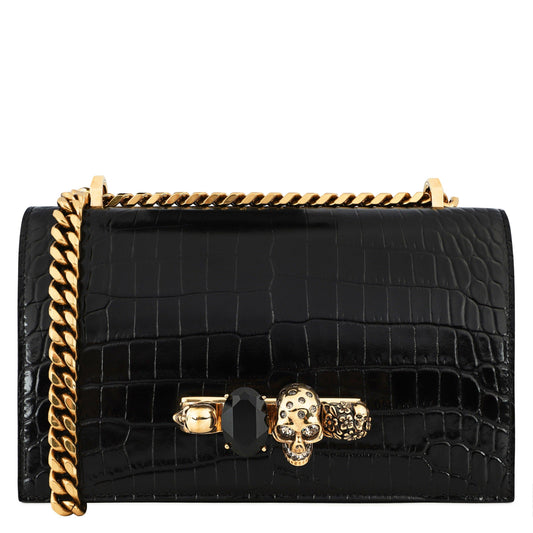 Crocodile Effect Jewelled Satchel