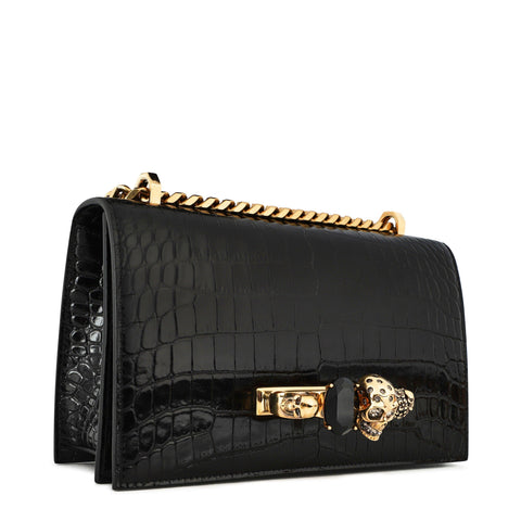 Crocodile Effect Jewelled Satchel