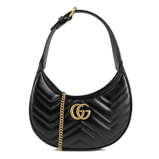 Women's Chevron Leather GG Marmont Half-Moon Mini Bag