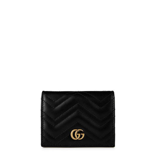 Women's GG Motif Leather Marmont Card Case Wallet