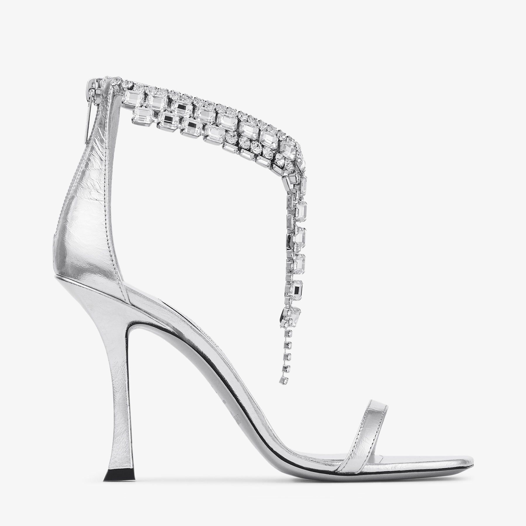 Verity Sandal 100 Silver Vintage Metallic Leather Sandals