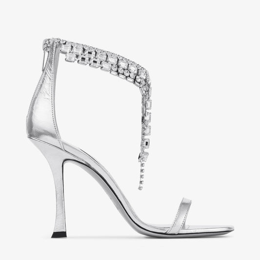 Verity Sandal 100 Silver Vintage Metallic Leather Sandals