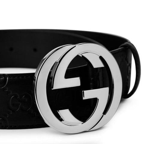 Men's Logo Leather GG Interlocked Embossed Belt