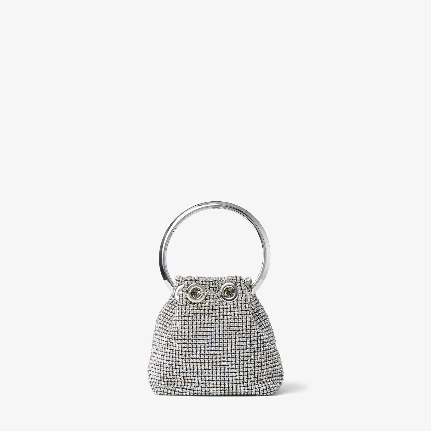 Micro Bon Bon Silver Crystal Mesh Bag with Crystal Handle