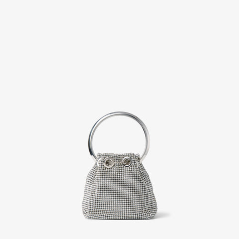 Micro Bon Bon Silver Crystal Mesh Bag with Crystal Handle