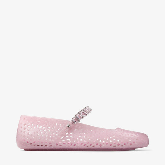 The Jelly Cotton Candy Jelly Ballerina Flats with Crystal Embellishment