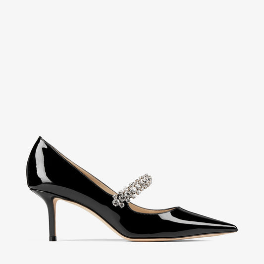 Bing Pump 65 Black Patent Leather Pumps with Swarovski Crystals