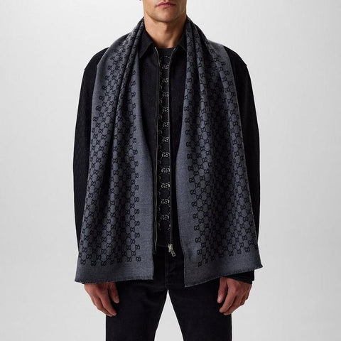 Men's GG Jacquard Wool Scarf