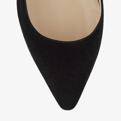 Romy 85 Black Suede Pointed Pumps