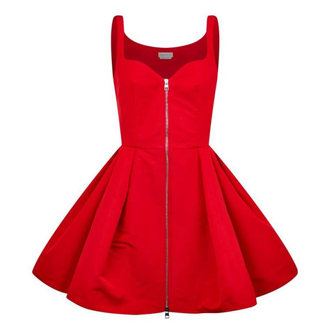 Alexander McQueen Red Zip Detail Dress
