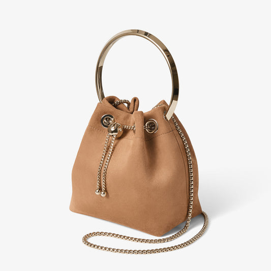 Bon Bon Toffee Suede Bag With Pearl Closure