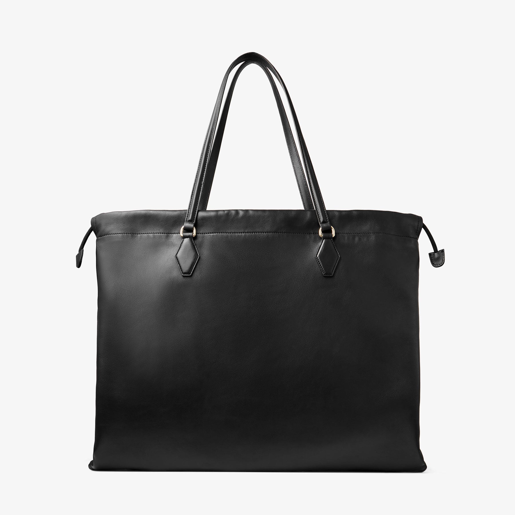 Drawstring Tote L Black Nappa Leather Drawstring Tote with Embossed Jimmy Choo