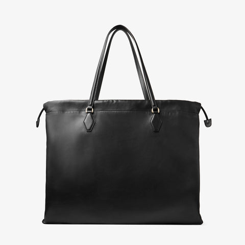 Drawstring Tote L Black Nappa Leather Drawstring Tote with Embossed Jimmy Choo