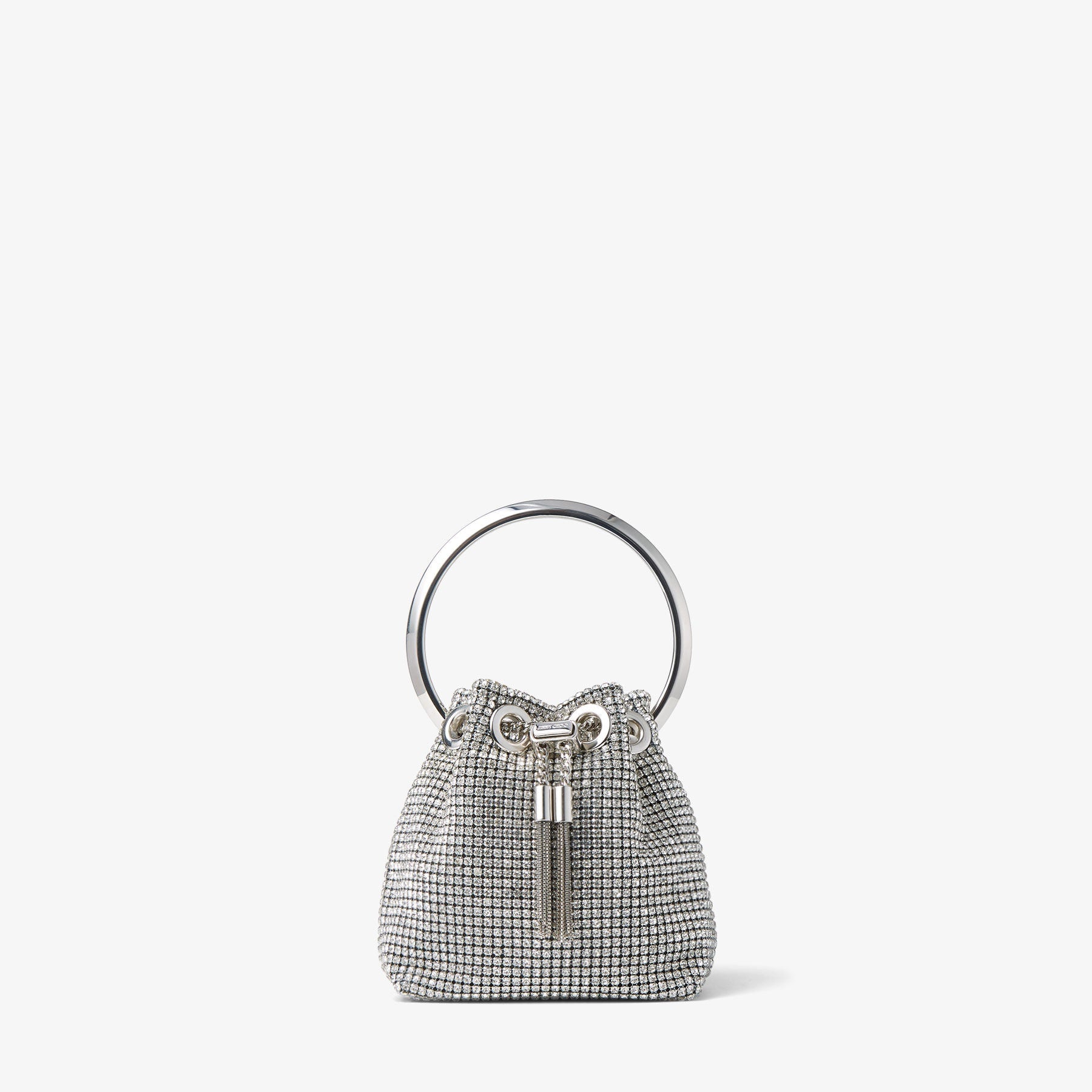 Micro Bon Bon Silver Crystal Mesh Bag with Crystal Handle