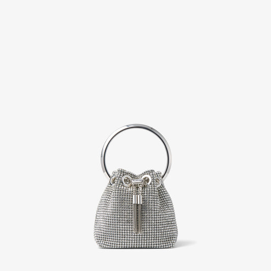 Micro Bon Bon Silver Crystal Mesh Bag with Crystal Handle