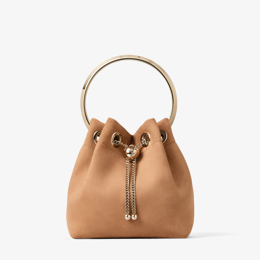 Bon Bon Toffee Suede Bag With Pearl Closure