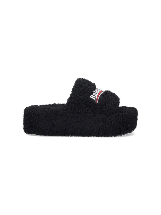 "Furry" slide sandals