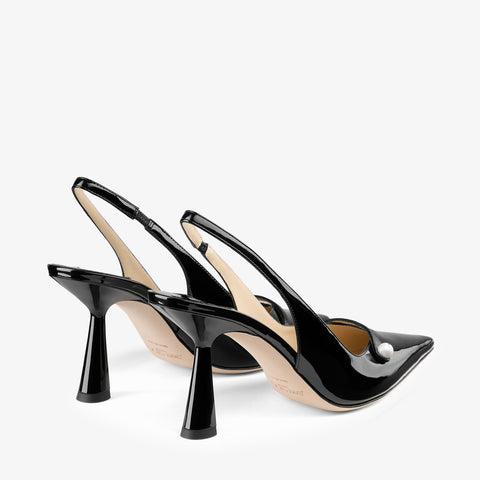 Amita 85 Black Patent Nappa Leather Slingbacks