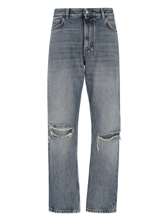 Destroyed loose jeans
