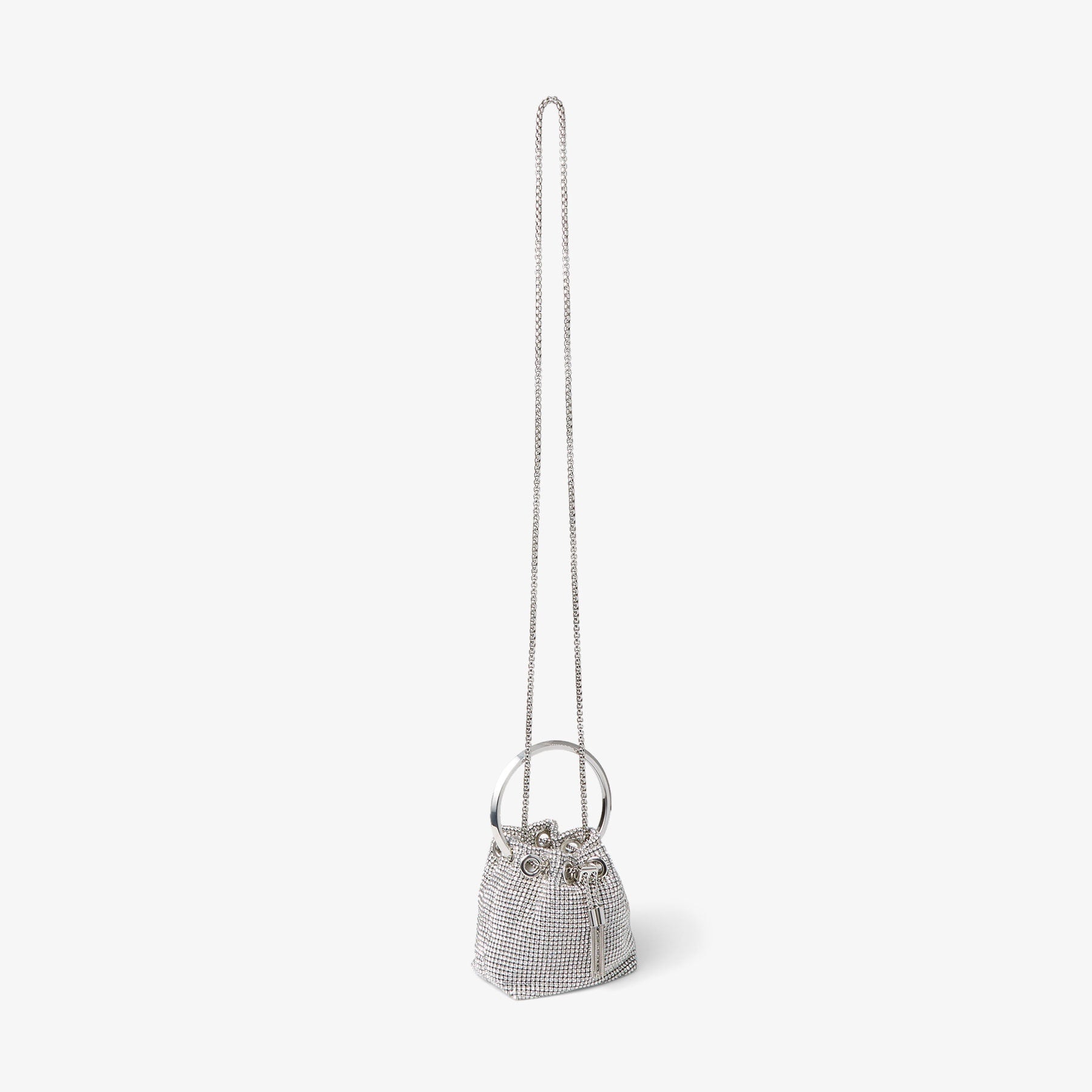 Micro Bon Bon Silver Crystal Mesh Bag with Crystal Handle