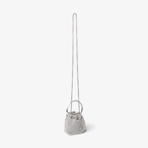 Micro Bon Bon Silver Crystal Mesh Bag with Crystal Handle
