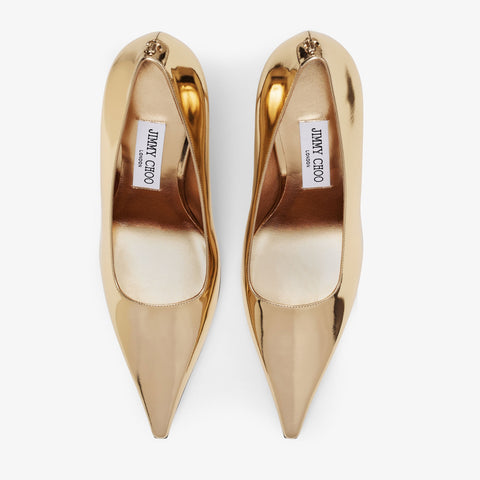 Ixia 95 Gold Liquid Metal Leather Pumps