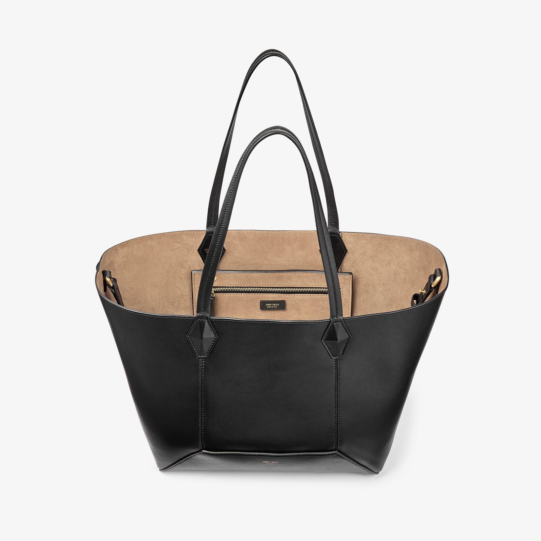 Diamond Tote/M Black Calf Leather Tote Bag