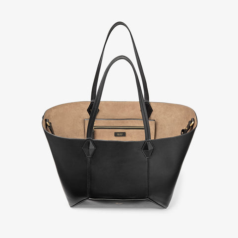 Diamond Tote/M Black Calf Leather Tote Bag