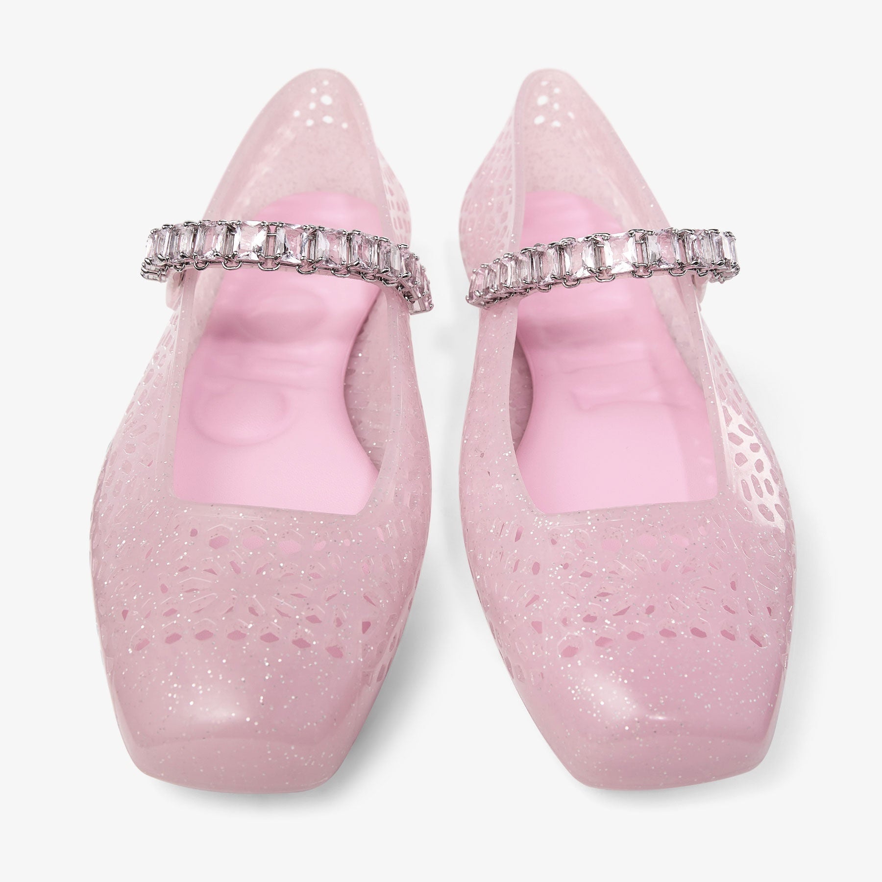 The Jelly Cotton Candy Jelly Ballerina Flats with Crystal Embellishment