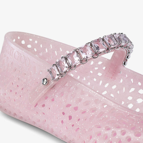 The Jelly Cotton Candy Jelly Ballerina Flats with Crystal Embellishment