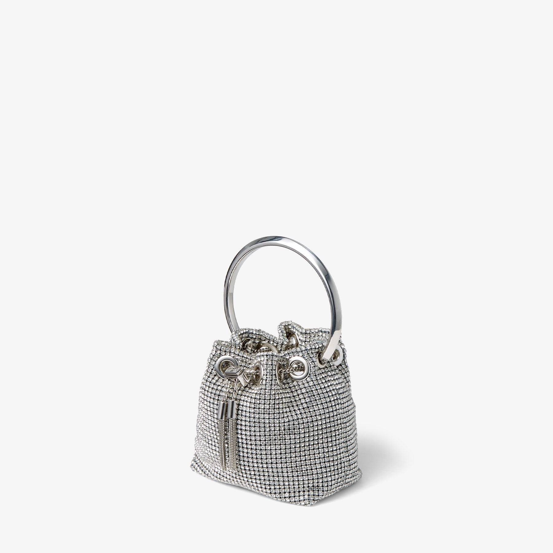 Micro Bon Bon Silver Crystal Mesh Bag with Crystal Handle