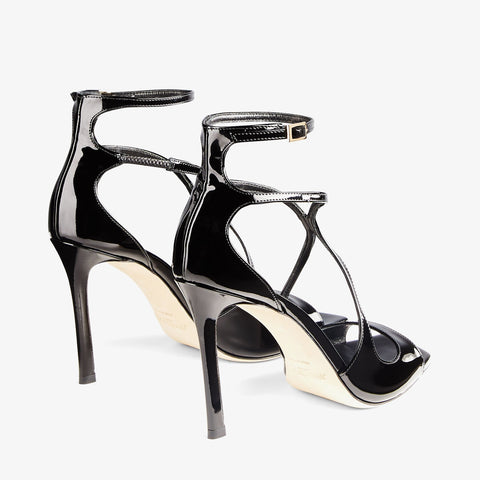 AZIA 95 BLACK PATENT LEATHER SANDALS