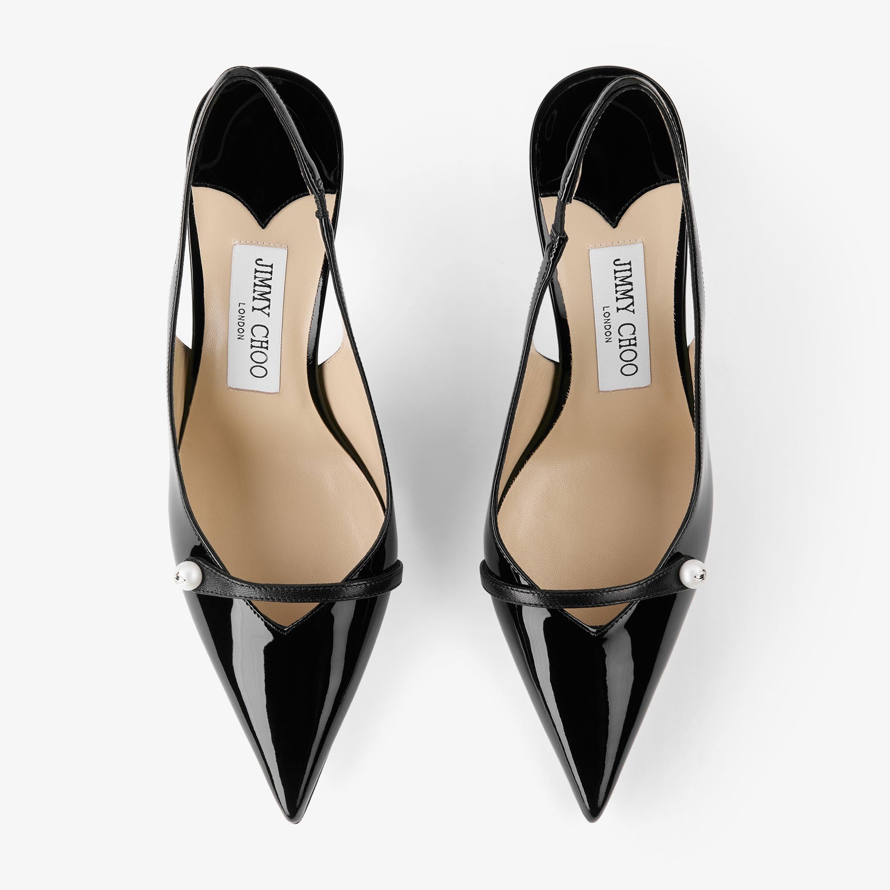 Amita 85 Black Patent Nappa Leather Slingbacks