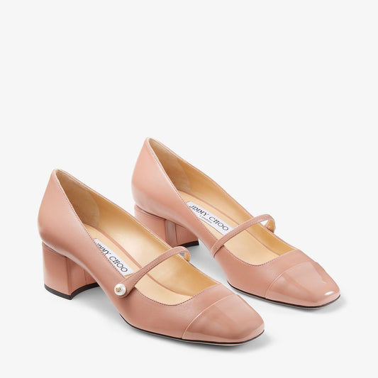 Elisa 45 Ballet Pink Nappa and Patent Leather Pumps